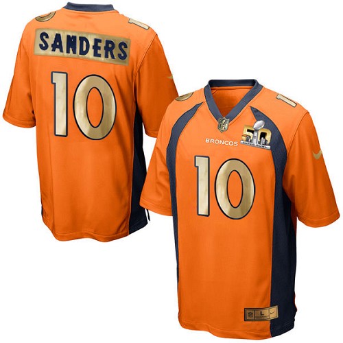 Men's Game Emmanuel Sanders Nike Jersey Orange - #10 Super Bowl 50 Collection NFL Denver Broncos